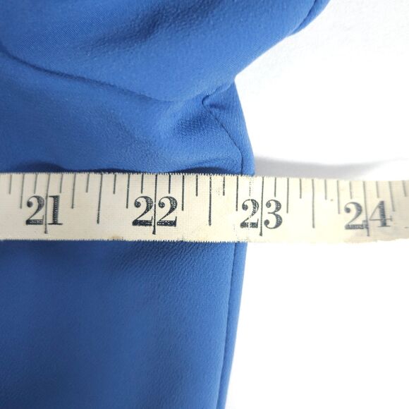 Vintage Liz Baker Womens 14 Blue Long Sleeve Pleated Blouse Button Down Shirt - Picture 4 of 6